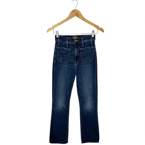 Mother Hustler Patch Pocket Ankle Jeans in Teaming Up Wash Size 25 Medium Wash